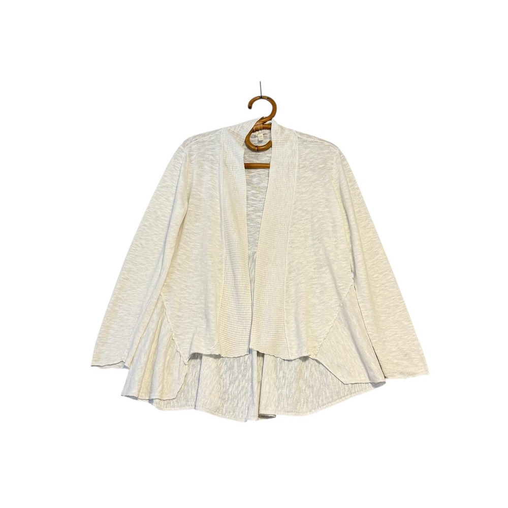 Eileen‎ Fisher | Open Front Drape Linen Cotton Slub Heathered Cardigan Size M